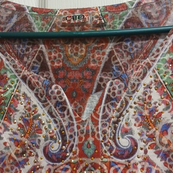 CATO Women's Multicolor Paisley TopSize XL - Picture 6 of 9